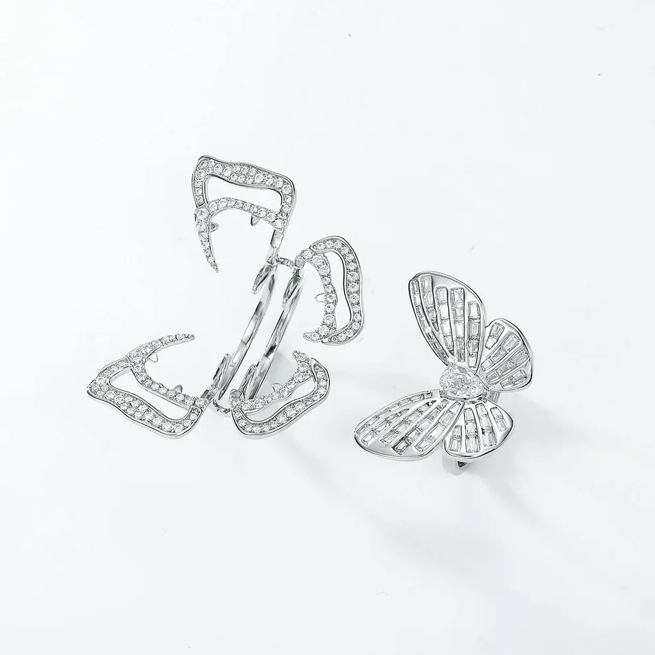 Кольца из стерлингового серебра ALLNOEL 925 пробы для женщин 6 * 4 мм с высоким содержанием углерода, бриллиант, белый циркон, Бабочка, подарки на годовщину, изысканные ювелирные изделия своими руками Изображение 2