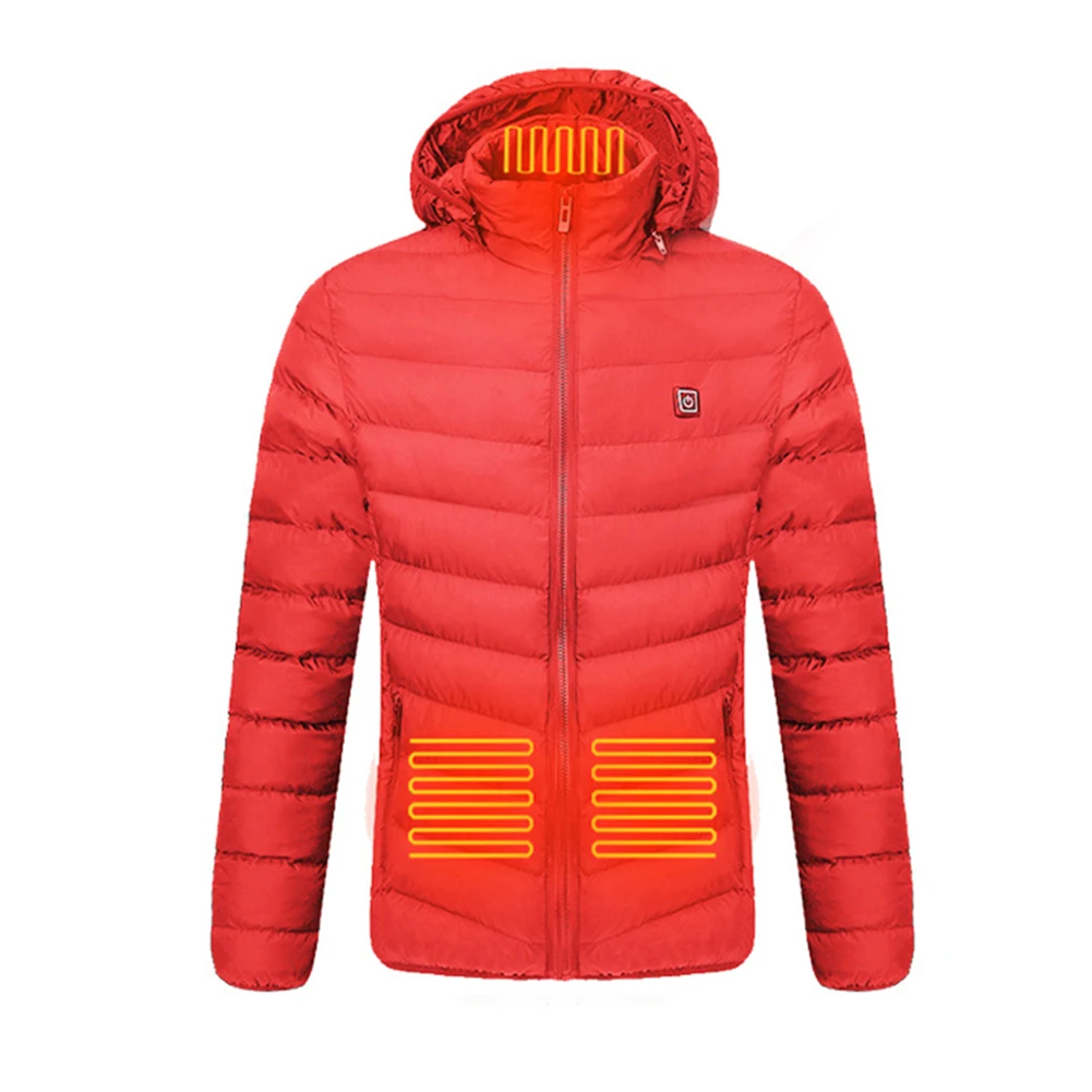 Куртка с подогревом, теплый жилет, 9 зон, технология нагрева, интеллектуальный контроль температуры, питание от USB, Красный, синий, черный Изображение 3