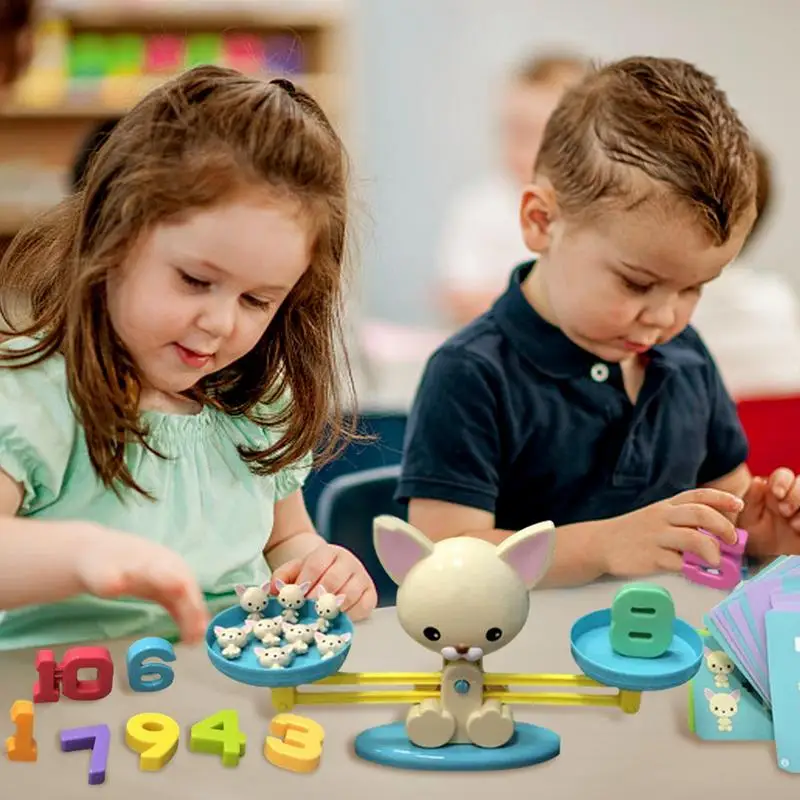 Математическая игрушка Монтессори, весы для животных, обучающая Математическая балансировочная шкала, настольная игра с цифрами, детские обучающие игрушки Изображение 2
