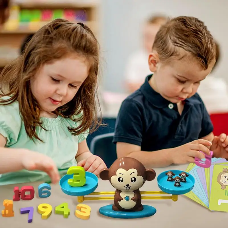 Математическая игрушка Монтессори, весы для животных, обучающая Математическая балансировочная шкала, настольная игра с цифрами, детские обучающие игрушки Изображение 4