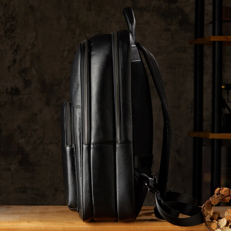 Мужская сумка через плечо ручной работы из натуральной кожи, повседневный деловой рюкзак большой емкости, ретро дорожная сумка из воловьей кожи первого слоя Изображение 3