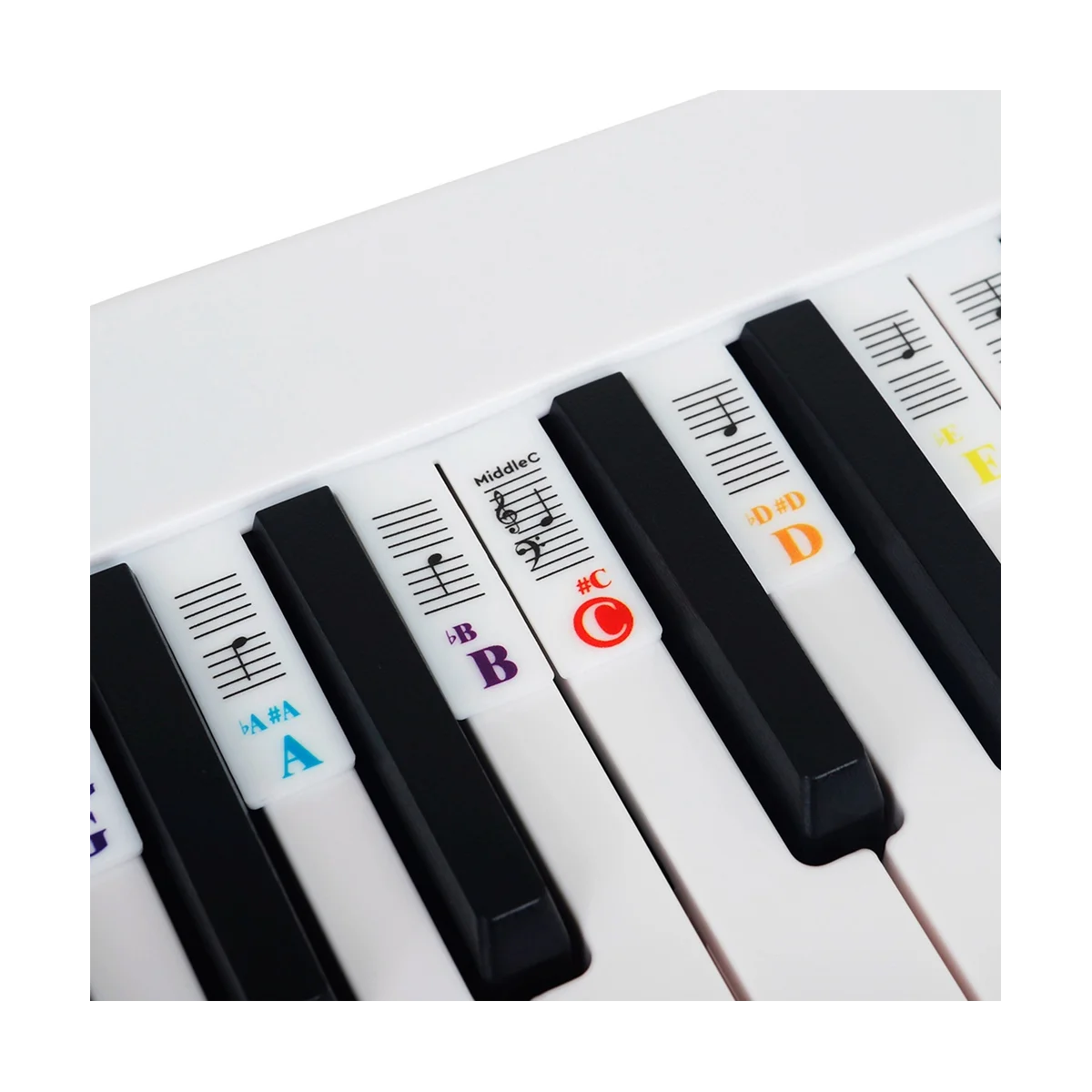 Наклейка для фортепианных нот, Силиконовая цветная универсальная съемная наклейка для клавиатуры (коробка из ПВХ) 61 клавиша Изображение 1