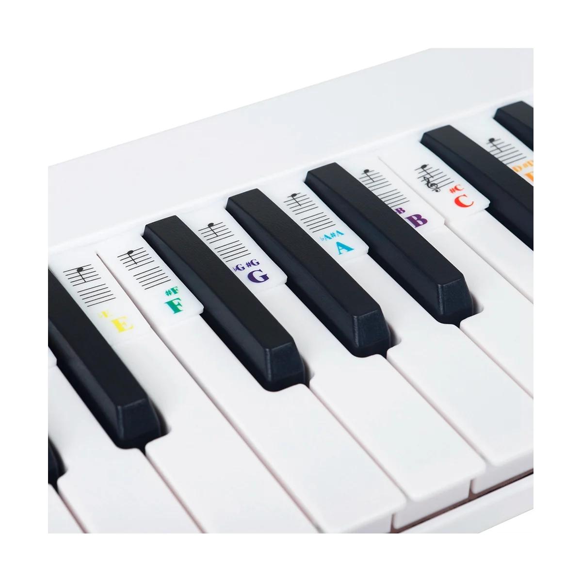 Наклейка для фортепианных нот, Силиконовая цветная универсальная съемная наклейка для клавиатуры (коробка из ПВХ) 61 клавиша Изображение 2