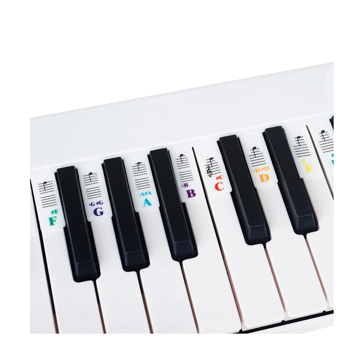 Наклейка для фортепианных нот, Силиконовая цветная универсальная съемная наклейка для клавиатуры (коробка из ПВХ) 61 клавиша Изображение 3