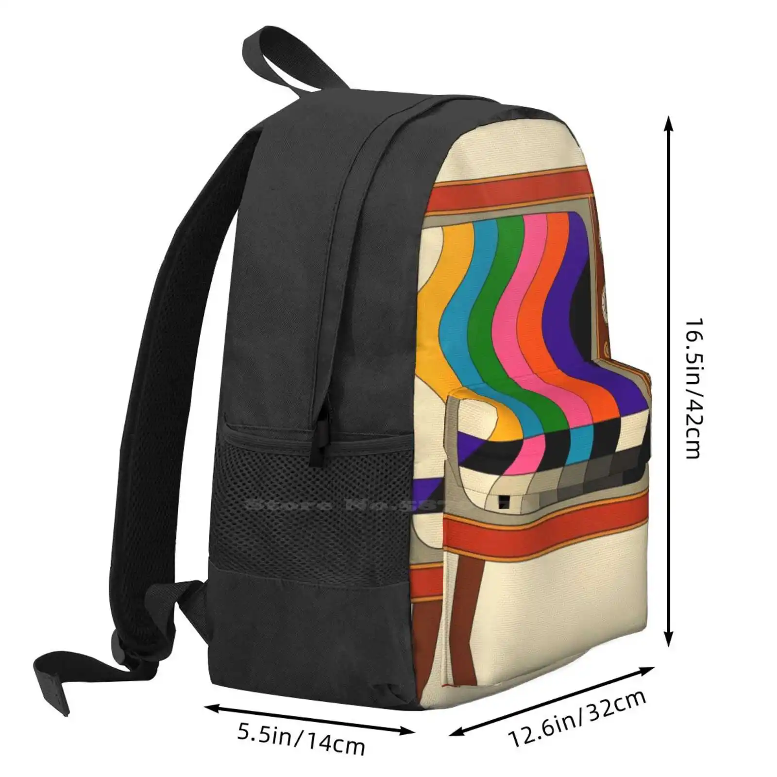 Нет сигнала, школьный рюкзак большой емкости, сумки для ноутбуков, ретро-телевизор 60-Х 70-х, заводная Психоделическая радуга Изображение 2