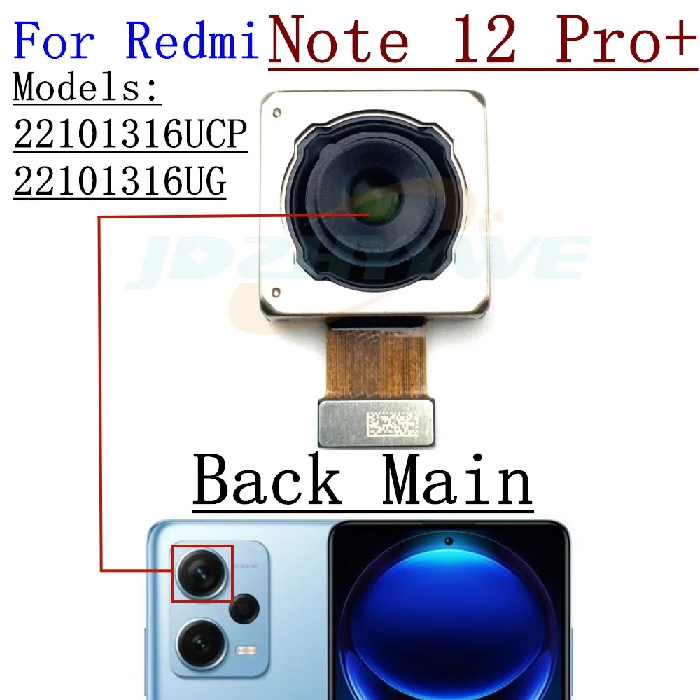 Передняя Задняя Основная Камера Для Xiaomi Redmi Note 12 Pro + 12pro 4G, Обращенная к Селфи Спереди, Задняя Основная Камера С Макросъемкой, Детали Гибкого Кабеля Изображение 3