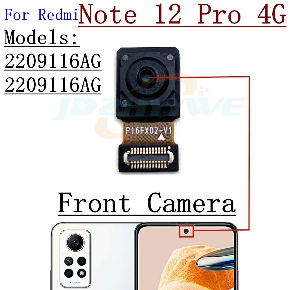 Передняя Задняя Основная Камера Для Xiaomi Redmi Note 12 Pro + 12pro 4G, Обращенная к Селфи Спереди, Задняя Основная Камера С Макросъемкой, Детали Гибкого Кабеля Изображение 5