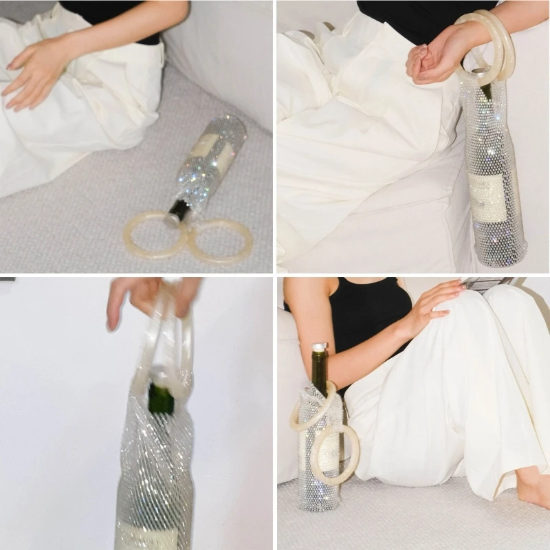 Портативная изолированная сумка для бутылок с водой Сумка ручной работы, Расширяемый сетчатый карманный держатель для вина, надежный держатель для бутылок с водой, прямая поставка Изображение 3