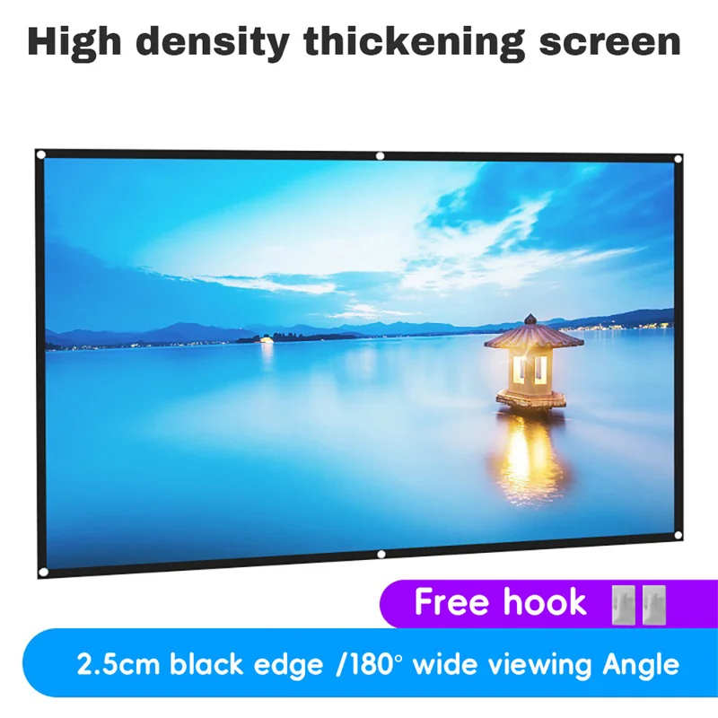 Портативный Складной Проекционный Экран с соотношением сторон 16:9 Высокой плотности 1080P 3d 4K HD Проектор Movie 100 120 150 дюймов Изображение 1