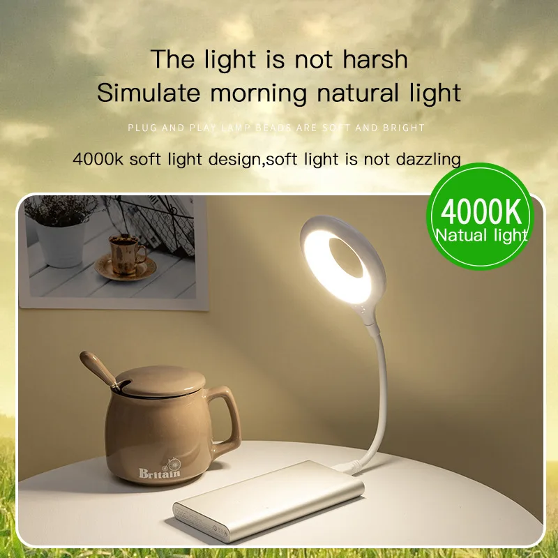 Светодиодная настольная лампа, портативная лампа-ночник, свободно складывающаяся настольная лампа, USB-лампа для чтения, защита глаз, энергосберегающая настольная лампа Изображение 2