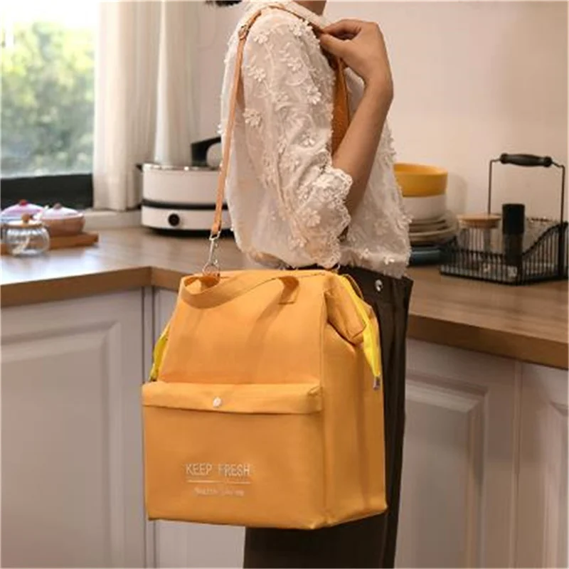 Сумка для ланча большой емкости, водонепроницаемая изолированная сумка, сумки через плечо для Bento Pouch, фирменный ланч-бокс, сумки для пикника Изображение 3