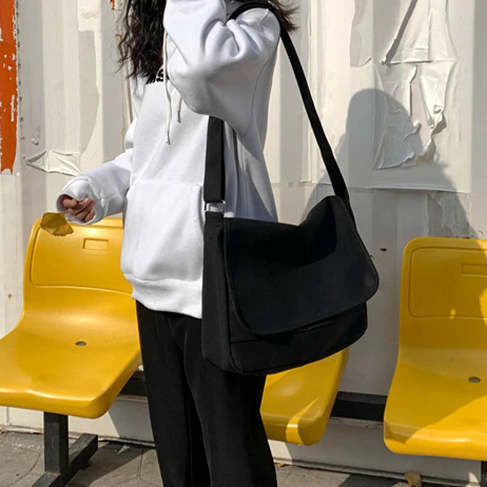 Сумки-мессенджеры через плечо, холщовая сумка Harajuku, женская японская диагональная сумка, сумки-конверты для девочек, студенческие сумки-учительницы Изображение 2